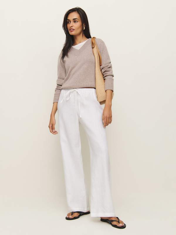 Olina Linen Pant - White